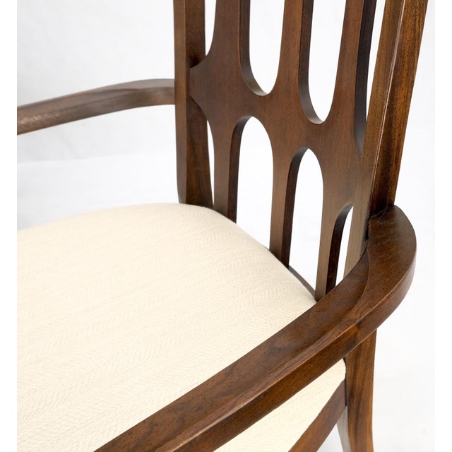 Set of 6 Mid-Century Modern New Linen Upholstery Walnut Dining Chairs Mint! For Sale - Image 14 of 14