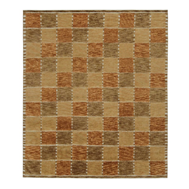 Beige Rug & Kilim’s Scandinavian Style Rug With Geometric Patterns in Brown Tones For Sale - Image 8 of 8