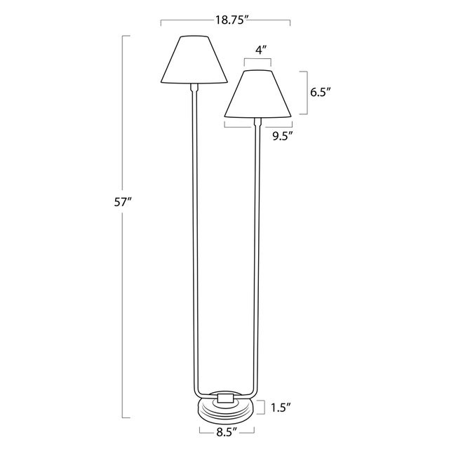 2020s Polly Double Arm FloorLamp, Natural Brass with Rattan Shade For Sale - Image 5 of 6