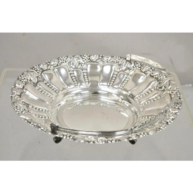 Early 20th Century Early 20th Century William Adams Wa Spain Victorian Silver Plated Repousse Fruit Bowl Basket For Sale - Image 5 of 11