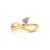 Modern Sculptural Pear Cut Diamond Solitaire Wave Ring Size 6 in 14k Yellow Gold For Sale - Image 4 of 14