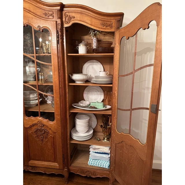 Brown Vintage French Provincial China Cabinet / Bookcase For Sale - Image 8 of 8