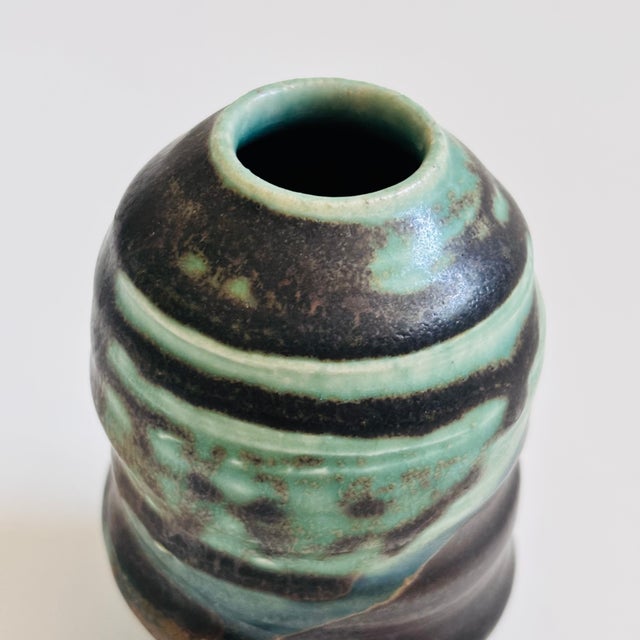 Green and Black Studio Pottery Bud Vase For Sale In San Francisco - Image 6 of 8