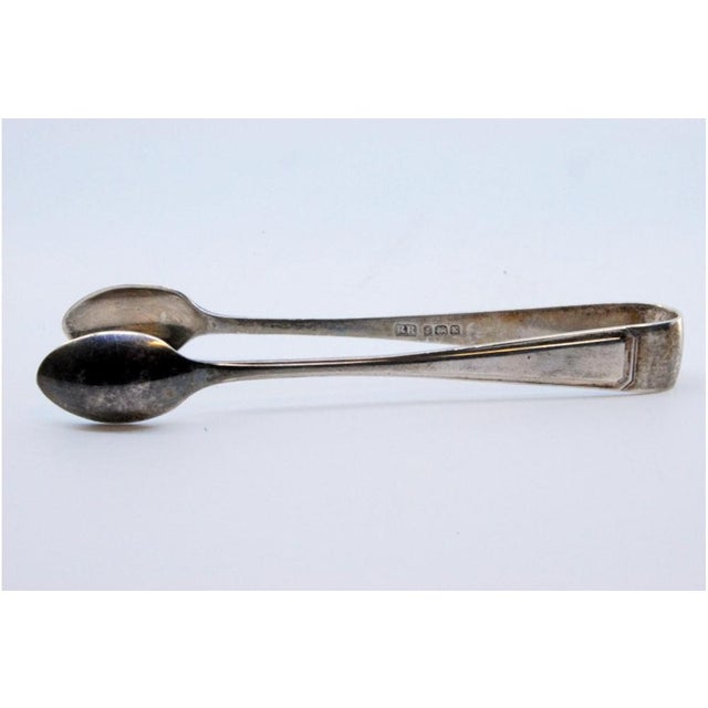Silver Silver Sugar Tongs with Spoon-Shaped Strips and Tongs For Sale - Image 8 of 9