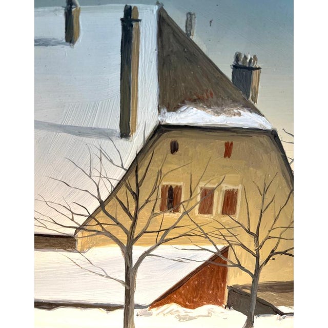 1970s Claude Sauthier, Savoie in Winter, Oil on Wood, 1970s For Sale - Image 5 of 9