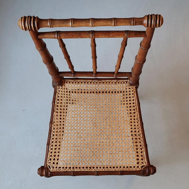 Vintage Side Chair in Rattan and Faux Bamboo, 1900s For Sale - Image 4 of 8