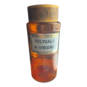 Antique French Apothecary Glass Jar Polygala De Virginie Tissier Paris Lidded Verre Soufflé Orangé