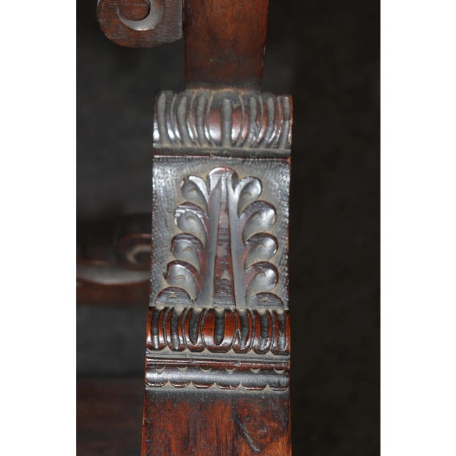 Fine Quality Antique Carved Walnut Spanish Colonial Throne Armchair For Sale - Image 10 of 12