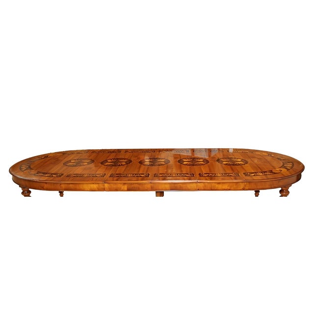 1950's Italian Marquetry Oval Dining Table With Musical Inlay & Extension Leaves For Sale - Image 10 of 10