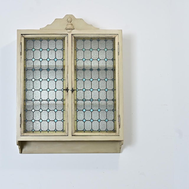 Late 19th Century French Wall Cabinet Made With 19th Century Stained Glass Doors For Sale - Image 5 of 12