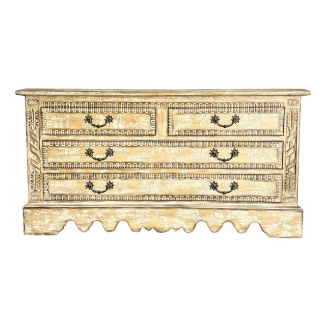 1990s Rustic Crackle Finish Wooden Dresser For Sale