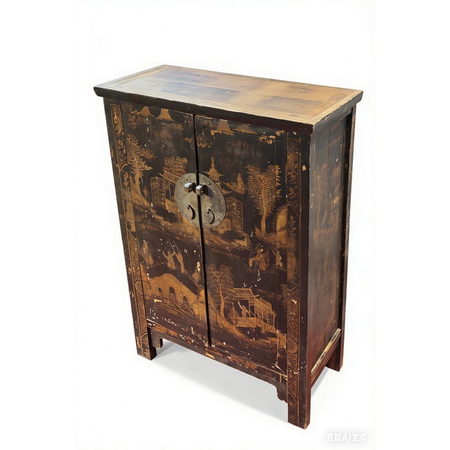 Chinoiserie Chinese Chinoiserie-Style Landscape Cabinet For Sale - Image 3 of 5