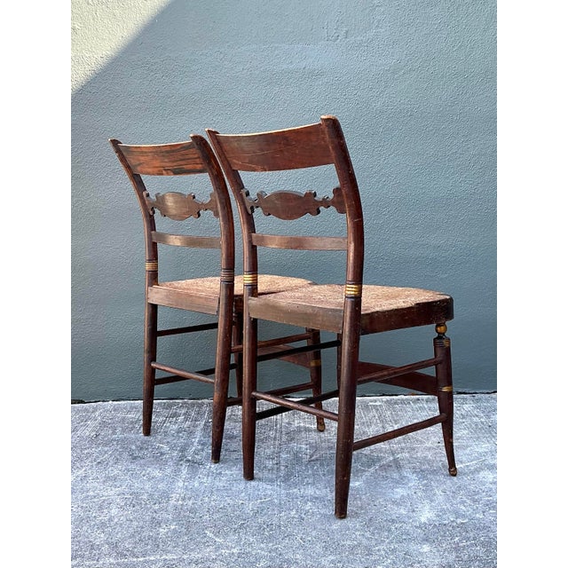 Vintage Hand Painted Hitchcock Rush Seat Chairs - Set of 2 For Sale - Image 12 of 12