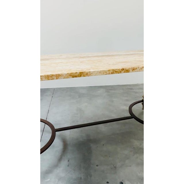 Travertine Coffee Table with Brass Base, 1970s For Sale - Image 14 of 15