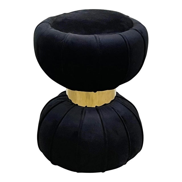 Set of Clessidra Poufs in Black Velvet, 1990s For Sale - Image 4 of 6