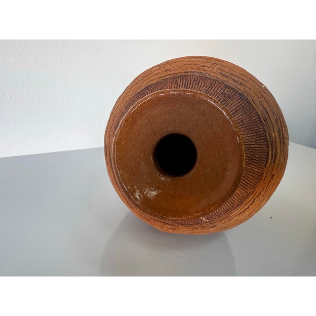 Vintage Organic Texture Studio Pottery Bud Vase, Signed LJM/ Sold For Sale - Image 10 of 12