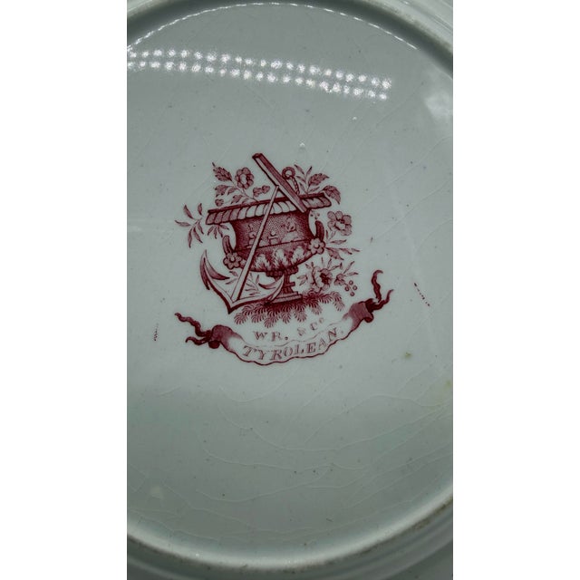 A Antique Staffordshire "Tyrolean" Pink Transfer Decorated Soup Plate, 1830’s For Sale - Image 11 of 11