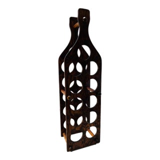 Vintage Wood Floor Style Wine Rack For Sale