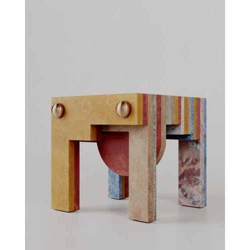 Architectural Layered Marble Stone Strata Stool by Esther Knopfler For Sale - Image 9 of 12