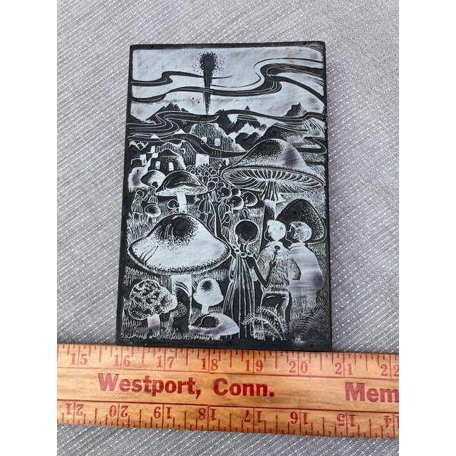 Mid Century Mushroom Printing Plate Block For Sale - Image 11 of 12