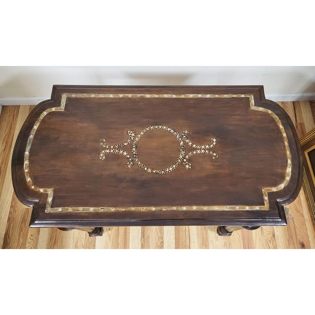 Antique Moroccan Moorish Style Carved & Mother of Pearl Inlaid Table For Sale - Image 9 of 17