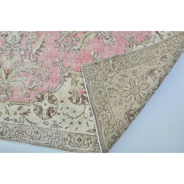1960s Oversize Turkish Pink Botanical Design Faded Area Carpet For Sale - Image 10 of 11