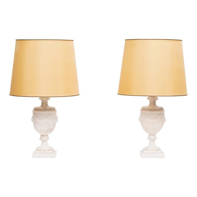 Classical Greek Style Alabaster Table Lamps, Italy, 1950s, Set of 2 For Sale