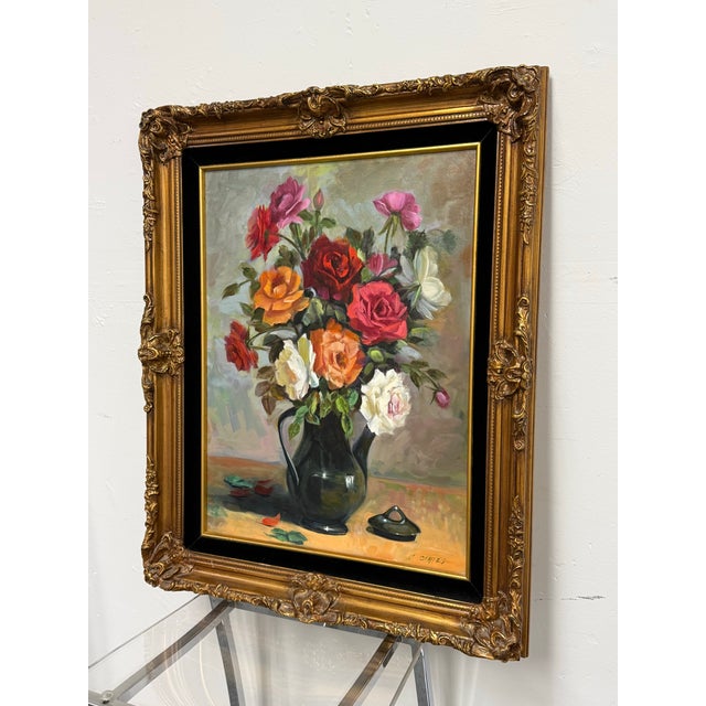 Design Plus Gallery presents a “Colored Roses” Oil on Canvas by artist Catherine Yates. This floral still life depicts...