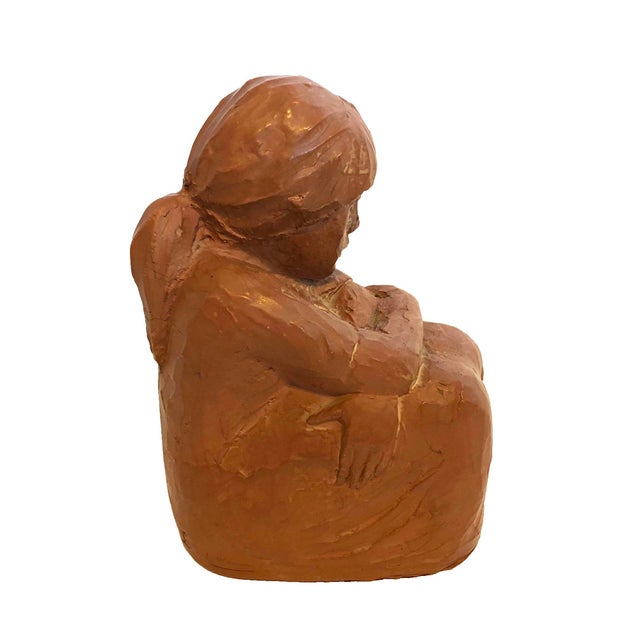 Vintage Red Clay Pensive Girl Sculpture by Sc Lerma, Spain Chairish