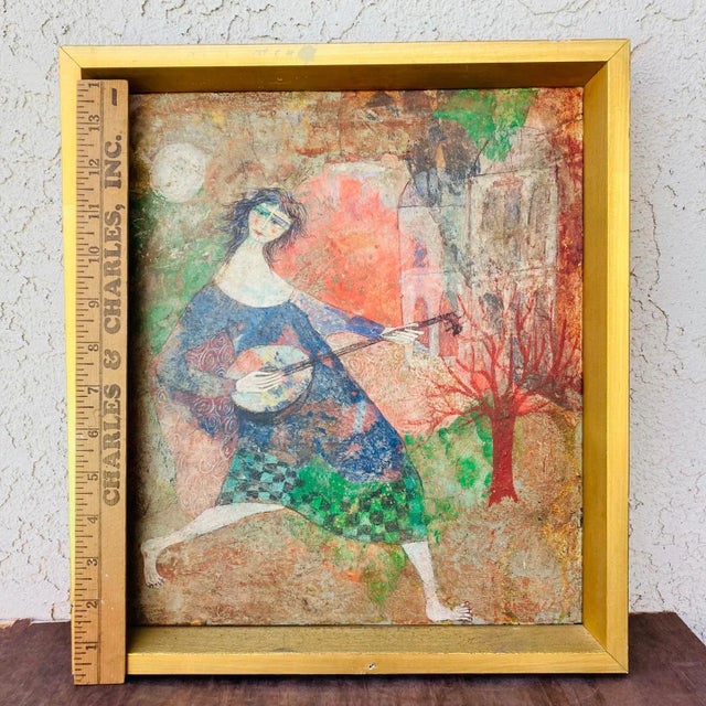 Mid 20th Century Original Luciano Spazzali Painting "Figura Con Strumento" For Sale - Image 9 of 13