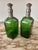 Art Deco Vintage Green Glass Decanters With Pewter Cage and Stopper - Pair For Sale - Image 3 of 9