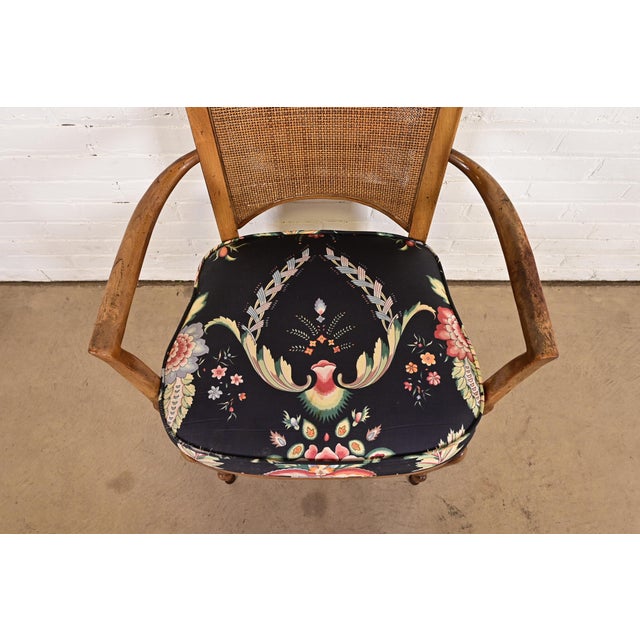 Wood William Doezema for Mastercraft Mid-Century Modern Hollywood Regency Burl Wood and Cane Back Armchairs, Pair For Sale - Image 7 of 12