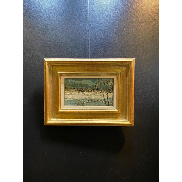 Modern William Goliasch, Lac de Joux, Oil on Wood, 1974 For Sale - Image 3 of 9