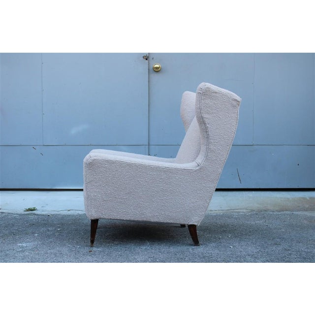 Textile Italian High-Back Armchair, Italy, 1950s For Sale - Image 7 of 16