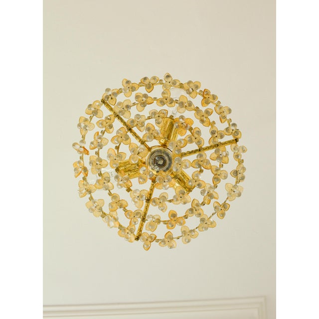 Vintage Murano Glass Fruit Chandelier, 58 Drops, Gilt Metal, 4-Light, 1970s For Sale - Image 9 of 9
