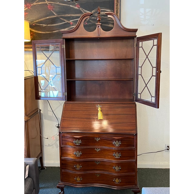 Vintage Monitor Furniture Company Chippendale Two Piece Secretary