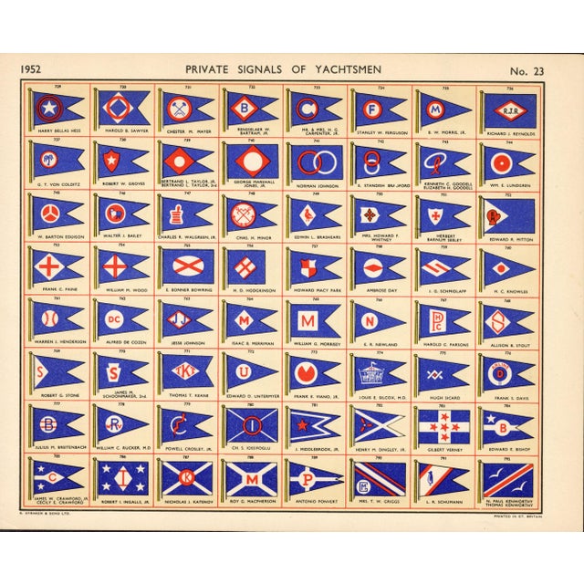 1950s Original Lloyd's Register of Yachts "Private Signals of Yachtsmen" Reference Pages – Set of 4 – Year 1952 Group E For Sale - Image 5 of 5
