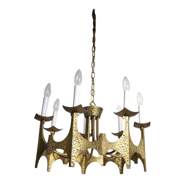 1960s MCM Vintage Brutalist Chandelier by Moe Bridges For Sale