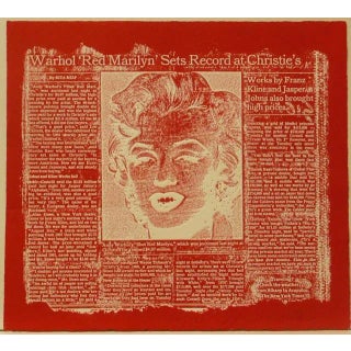 1990 "Red Marilyn" Pop Art Style Etching by William Anastasi For Sale