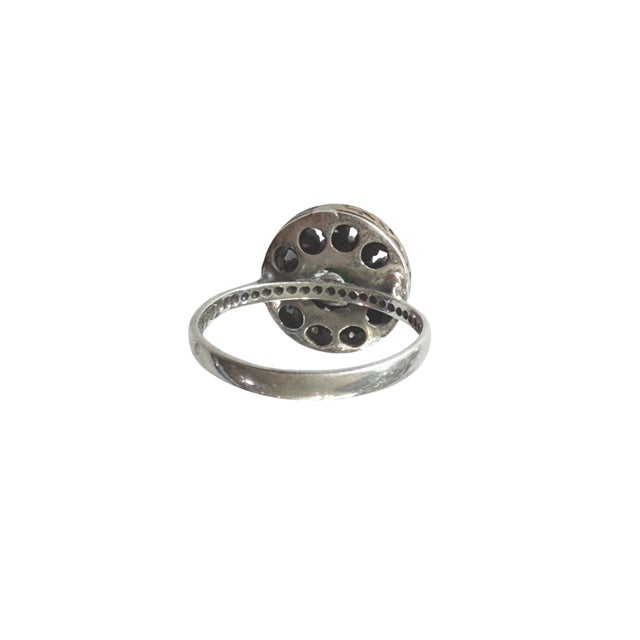 Silver Vintage Natural Ruby, Emerald & Diamond Ring Sterling Silver Size 7 For Sale - Image 8 of 10