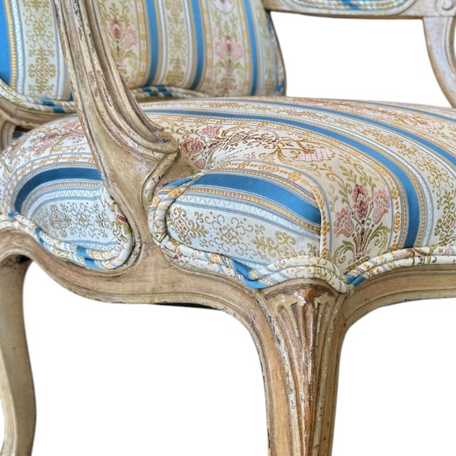 18th Century Louis XV Walnut Fauteuil/Armchair in Early Painted Finish For Sale - Image 9 of 18