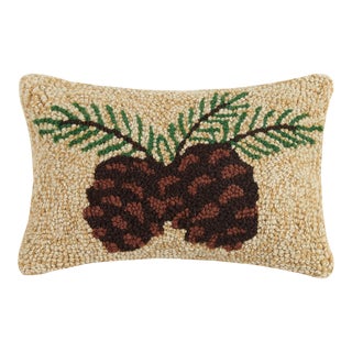 Pine Cone Hook Pillow, 8" x 12" For Sale