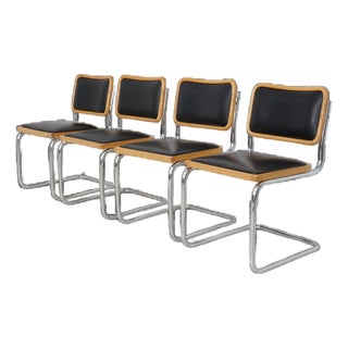 Mid 20th Century Black Vinyl Cesca Chairs For Sale