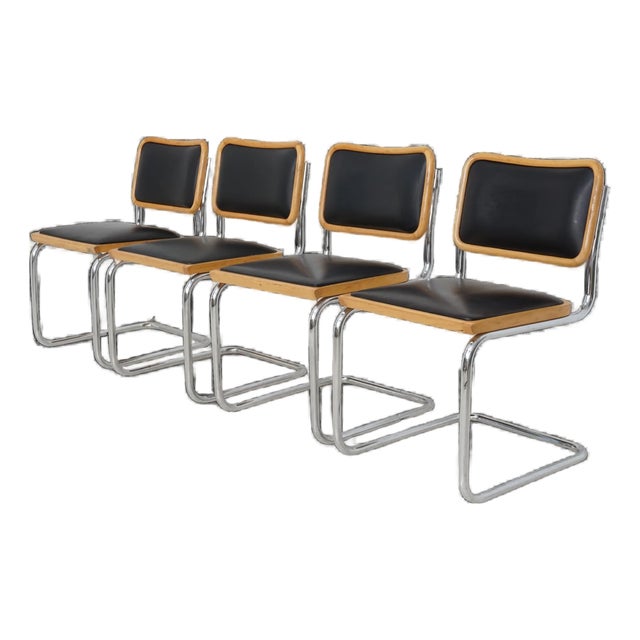 Mid 20th Century Black Vinyl Cesca Chairs For Sale