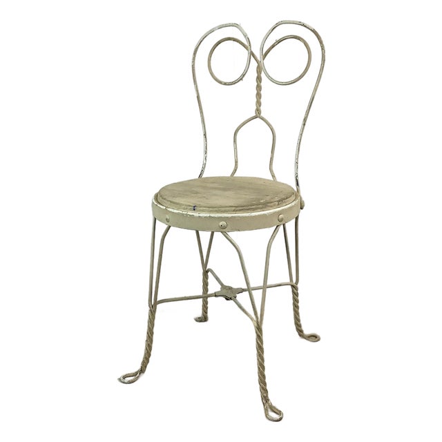 Vintage Wrought Iron Ice Cream Parlor Chair For Sale