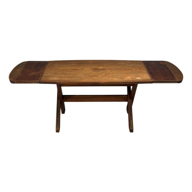 Danish Modern, Brutalist Dining Table, Stained Pine, Denmark, 1960s For Sale