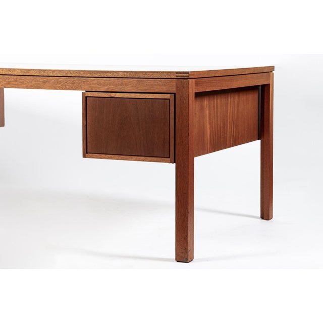 Danish Mahogany Executive Desk by Søborg Møbler, Mid Century Modern Desk For Sale - Image 13 of 16
