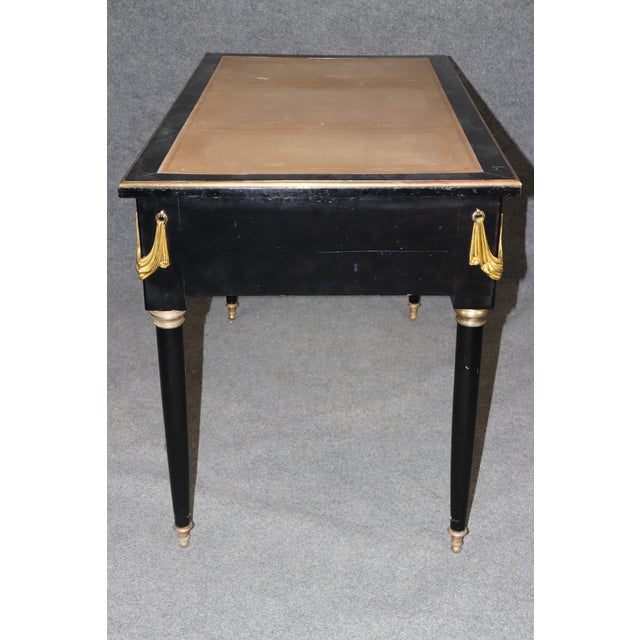Maison Jansen Attributed Ebonized Leather Top Louis XVI Writing Desk For Sale In Philadelphia - Image 6 of 13