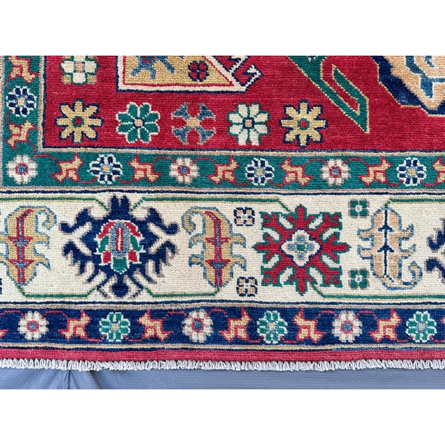 Textile Red Karachov Kazak Hand-Knotted Wool Rug - 9'6" X 10'4" For Sale - Image 7 of 12