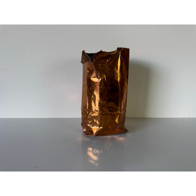 Mid-Century Modern 1980s Vintage Sculptural Bronze “Paper Bag” Vase by California Bronze For Sale - Image 3 of 12